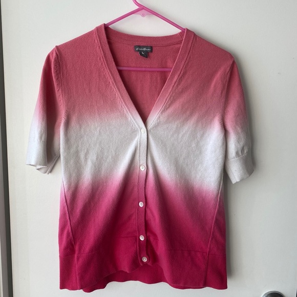 Eddie Bauer Pink dip dye ombré pastel button shirt - Picture 2 of 6